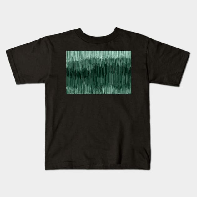 Night rain, glitchy cascade abstraction, mint dark background Kids T-Shirt by KINKDesign